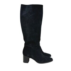 Sezane Adele Boots Black Suede Leather Block Heel Women's 36 / US 5 Rare Archive